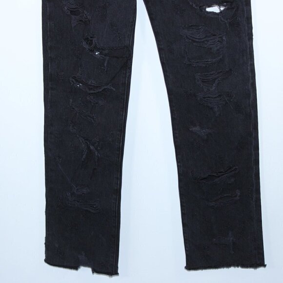 Agolde Criss Cross High Rise Straight Black Destroyed Size 25 - Picture 4 of 8